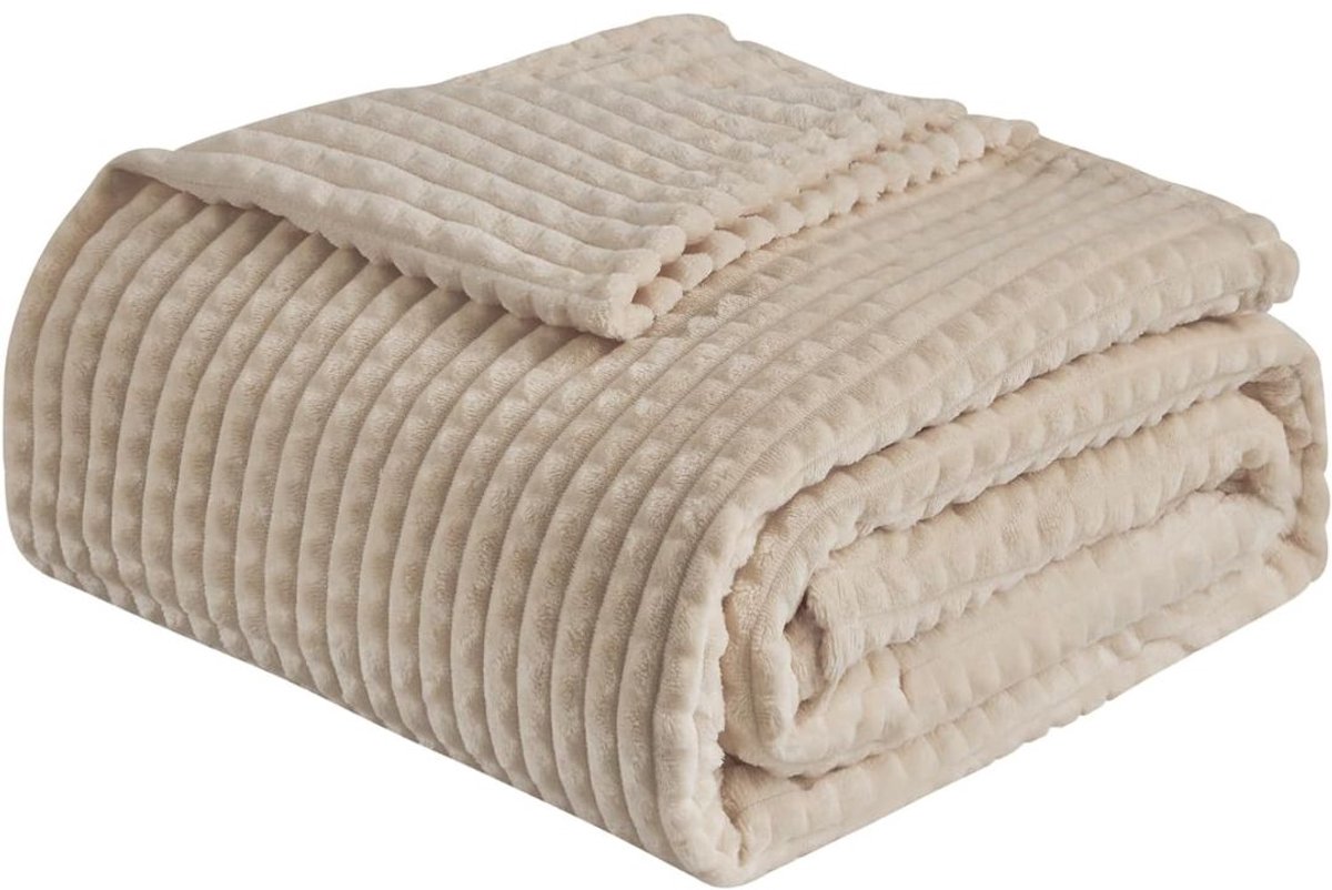 NBAP® Fleece Deken - Zachte Plaid - Warmtedeken 150x200cm - Beige