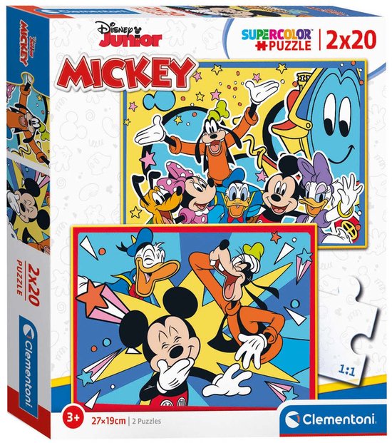 Clementoni - Puzzel - 2x20 Stukjes - Mickey Mouse - Puzzel Voor ...