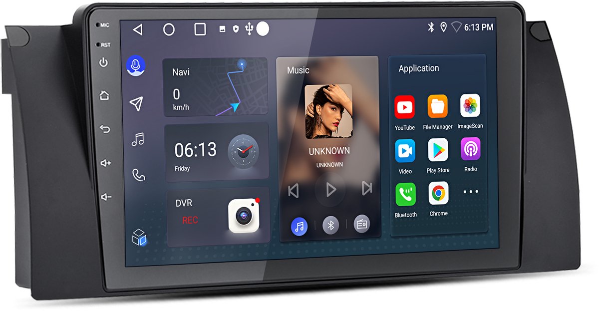 Junsun Android 15 Autoradio Geschikt voor BMW 5er E39 X5 E53 E38 , 2GB+32GB, Draadloze CarPlay & Andriod Auto, DAB+, GPS-Navigatie, WIFI, Bluetooth, RDS, FM, SWC, 9-inch Touchscreen, DSP, Quad-core processo