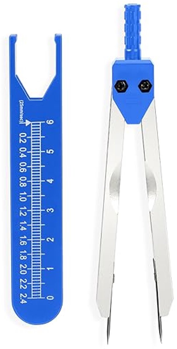 Blauw schuifmaat-kompas meetinstrument