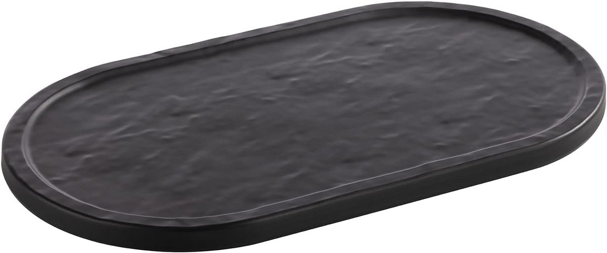 Zwart Rechthoekig Dienblad voor Serveren en Presenteren, Melamine Leisteenlook