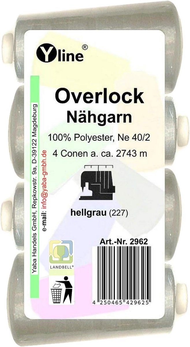 4 Klosjes Overlock Garen Lichtgrijs 2700m Polyester Naaigaren voor Naaimachine