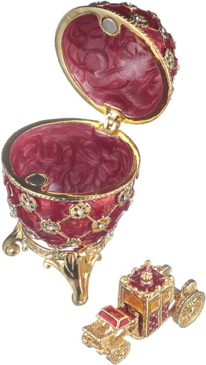 Luxe Juwelen Ei in Faberge Stijl met Koets - Decoratieve Doos voor Sieraden