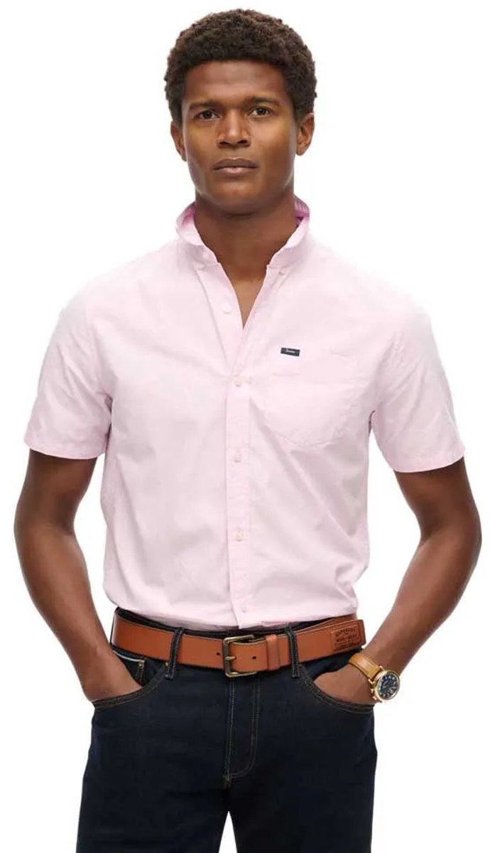 Superdry Premium Uni Oxford Overhemd Met Korte Mouwen L Man Roze