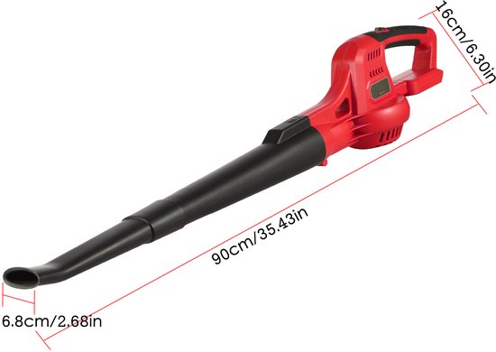Accu Bladblazer 20V - 2 Standen 60/130 MPH - Inclusief 2.0Ah Accu & Oplader - Handheld Blazer voor Tuin, Dakgoot en Oprit - Rood — afbeelding 2