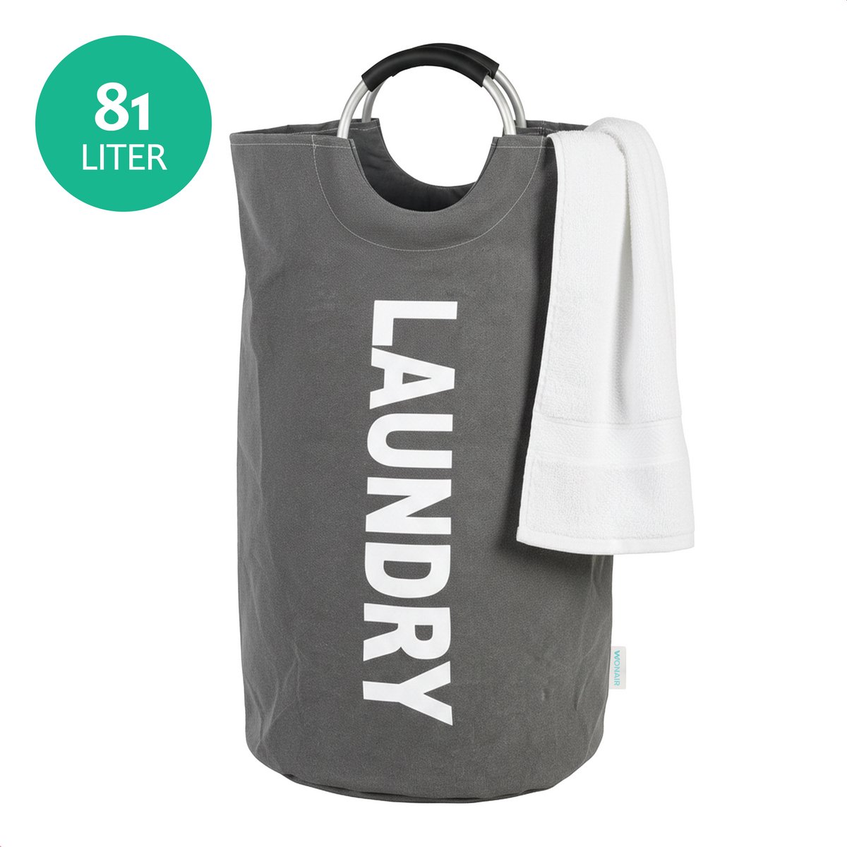 Bol.com Wonair Wasmand – Waszak – Opvouwbaar – 81L - Donkergrijs aanbieding