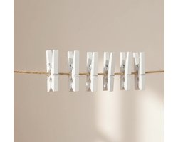 Mini Knijpers Wit - 24 Knijpertjes voor Kaarten of Foto's - Houten Knijpertjes