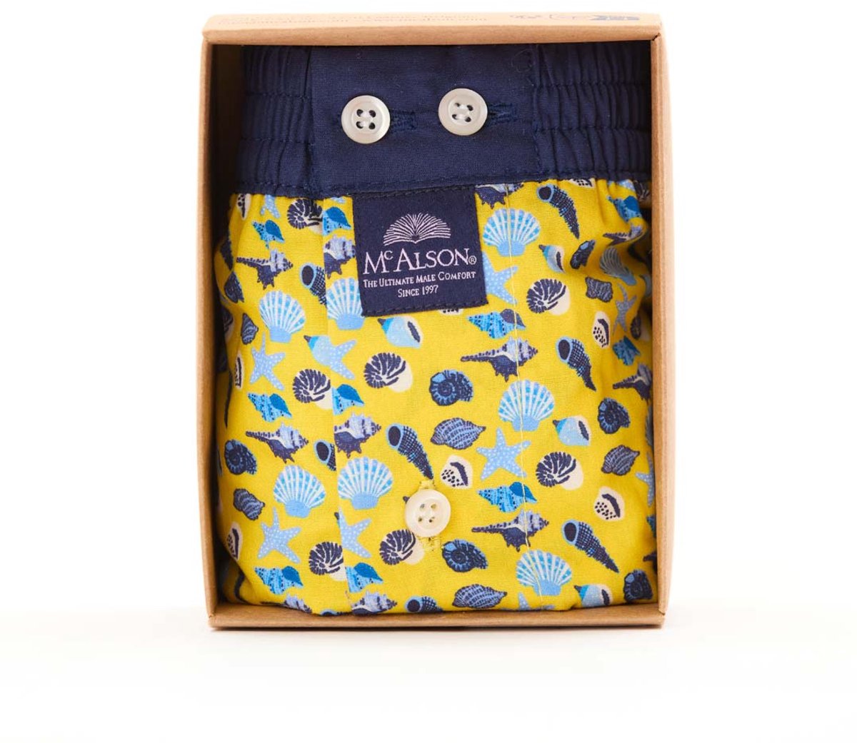 McAlson Boxershort - Zeeschelpjes - Seashells yellow geel (M)