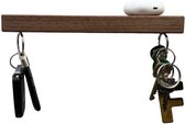 HangKey Plankie X Notenhout - Wandplank Sleutelrekje van Massief Notenhout - Sleutelkastje voor Binnen - Houten Sleutelhouder en Organizer - 24,5 x 7 x 2,4 cm