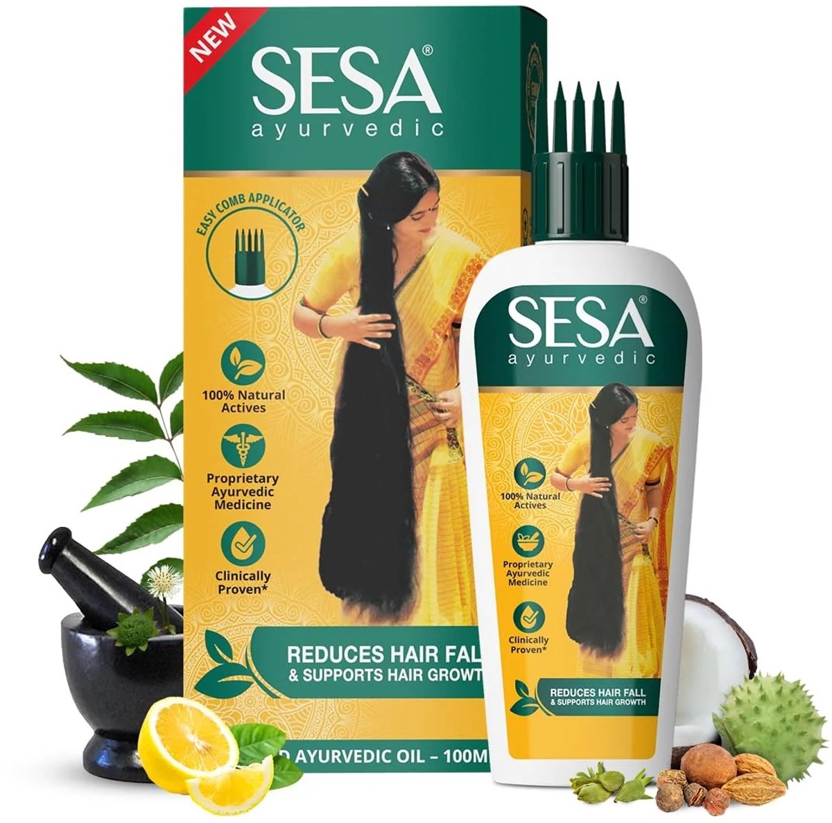 Anti Haaruitval olie, Sesa Ayurvedic, op natuurlijke basis met 18 kruiden, 90 ml