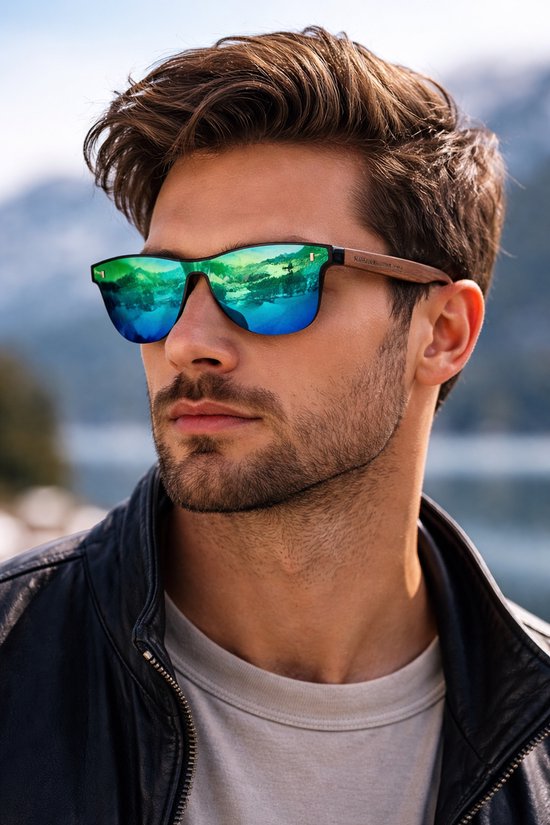 KingSeven - Green Oculos Bamboo UV400 en Polarisatie Filter