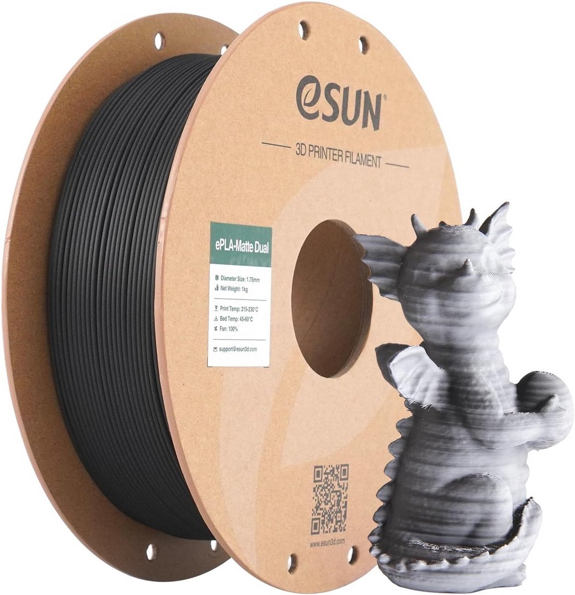 Mat PLA 3D Printer Filament 1.75mm Mat Zwart Wit 1kg Dual Kleur Glansvrij