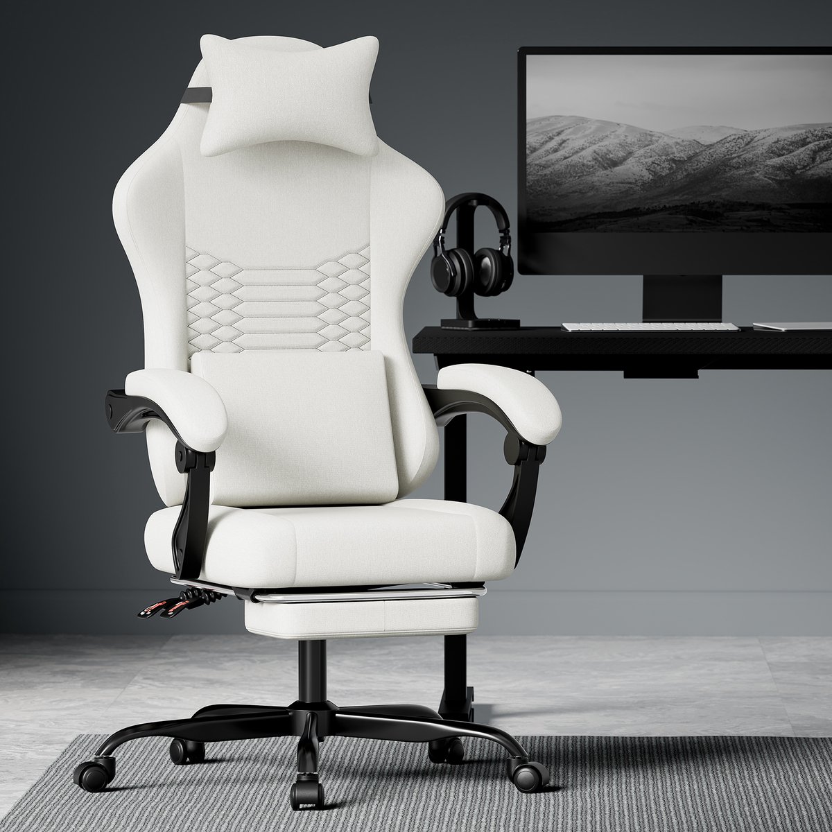 Gaming Ergonomische Bureaustoel met Massage en Voetensteun - afbeelding 3