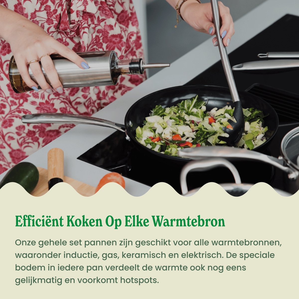 Cook & Pan 7-Delige Pannenset Zwart - PFAS vrij - Alle Warmtebronnen - Pannen Set met 7 jaar Garantie - Krasbestendige Anti Aanbaklaag - Vaatwasserbestendig - Gas, Inductie, Elektrisch, Oven - Koekenpan, Wokpan, Steelpan, Hapjespan, Kookpot – foto 4