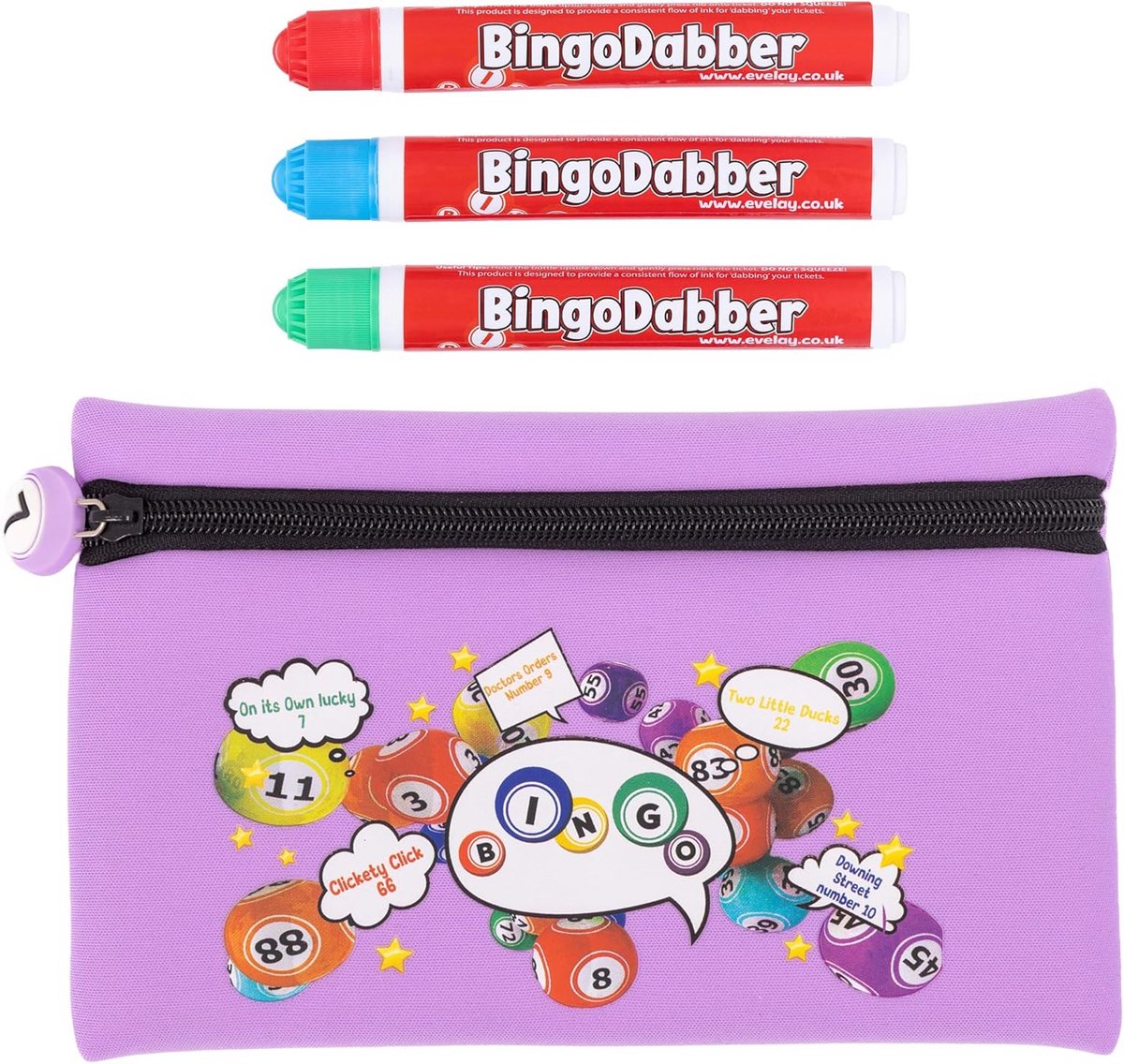 Set met Opbergetui, 3 Bingo Stiften en Bingobord