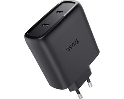 Trust Maxo GaN - 65W USB-C Oplader - Ook voor 45W Laptops - 2 Poorten - 2m Kabel - Zwart