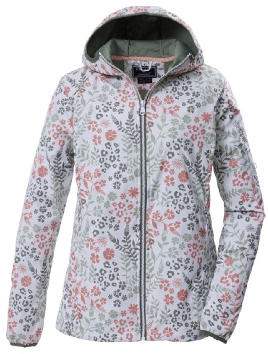 Killtec - Jas 44009 wit/groen/ roze print softshell zomer - maat 46