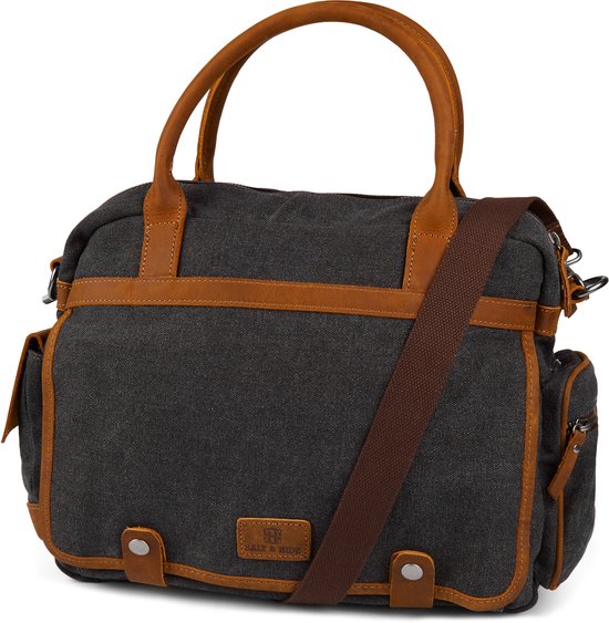 Sac Sigurd gris foncé et havane pour ordinateur portable