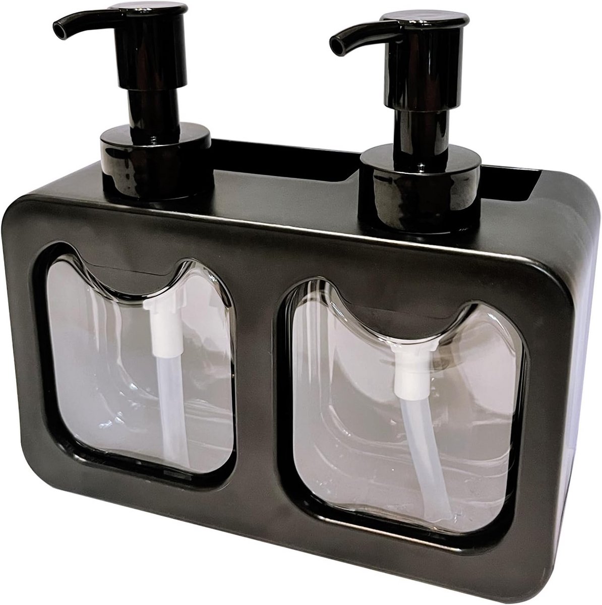 Dubbele Zeepdispenser en Organizer voor Aanrecht met Sponghouder