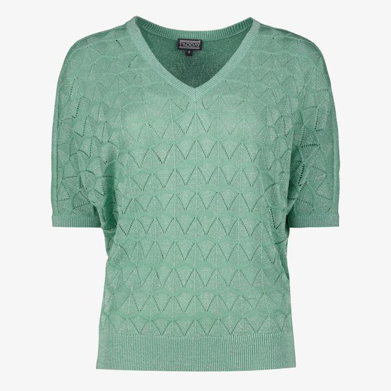 TwoDay dames top met zigzagpatroon groen - Maat XXL
