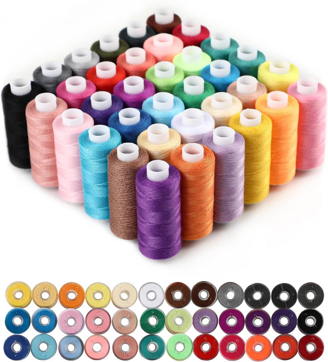 Uitgebreide Naaidoos Set met 36 Kleuren Polyester Garen en Essentieel Naaigereedschap