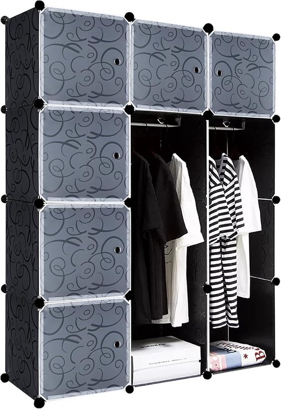 Modulaire Kledingkast Met 12 Kubussen Flexibel Opbergsysteem Van modulaire-kledingkast-met-12-kubussen-flexibel-opbergsysteem-van