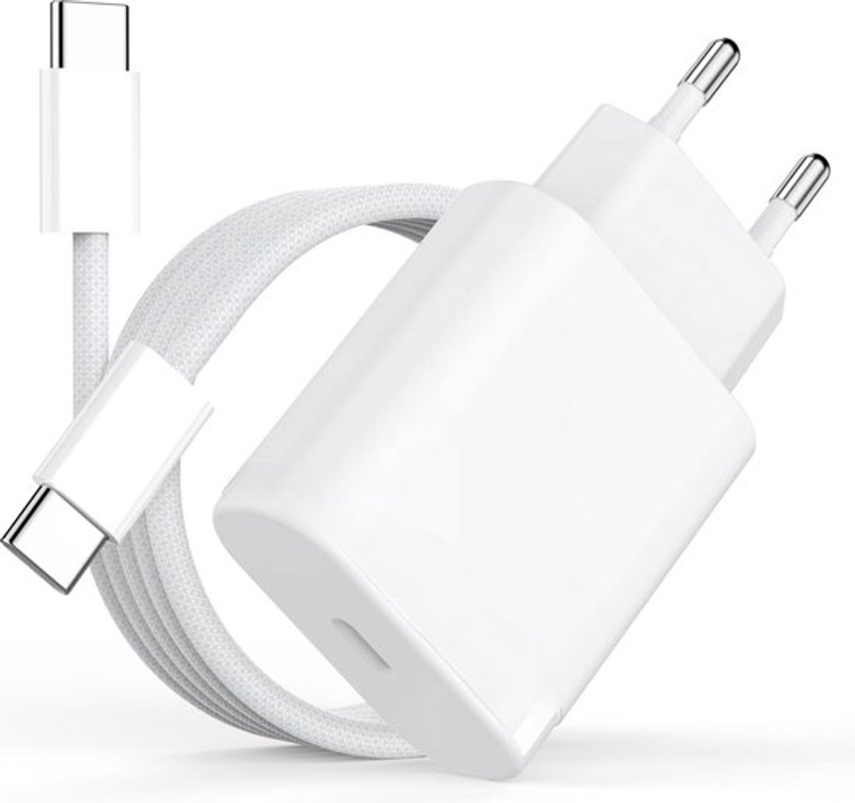Viewr 30W Snellader Set – Gevlochten USB-C Kabel + Krachtige Adapter voor Supersnel Opladen - Geschikt voor Geschikt voor alle USB-C Apparaten
