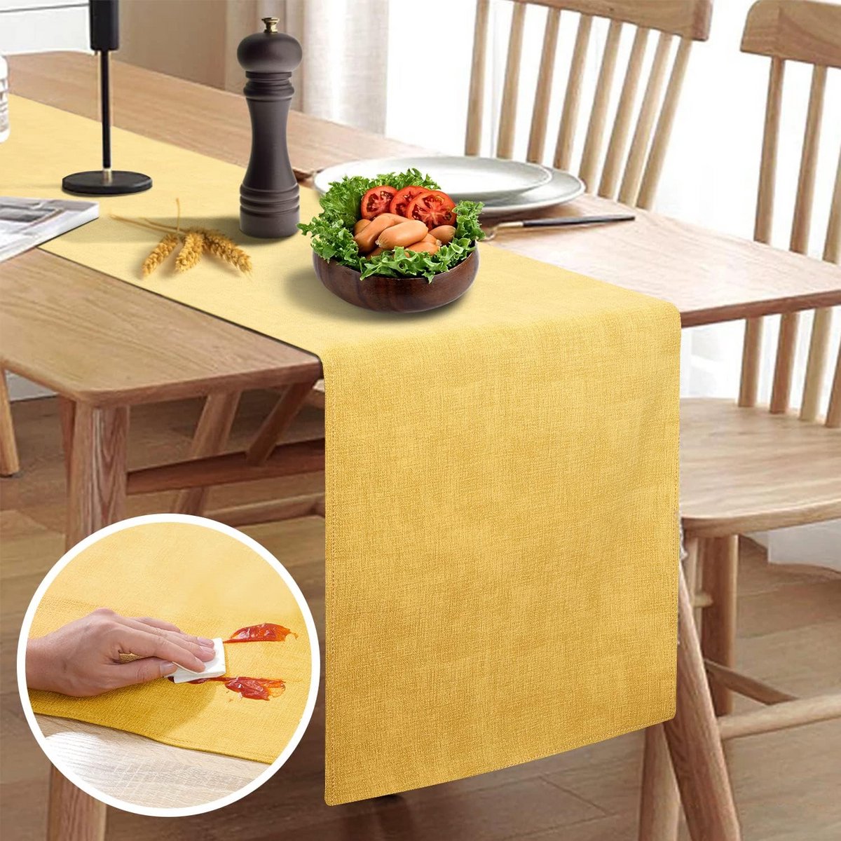 Waterdichte en Afwasbare Tafelloper Rustiek Linnenlook voor Keuken en Eettafel