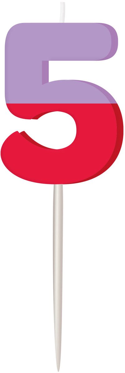 Kleurrijke taartkaars nummer 5