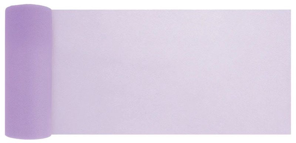 Smalle tule rol tafelloper in lavendel 15cm x 9m