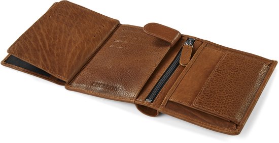 Portefeuille en cuir brun havane vintage anti-RFID Cambodia