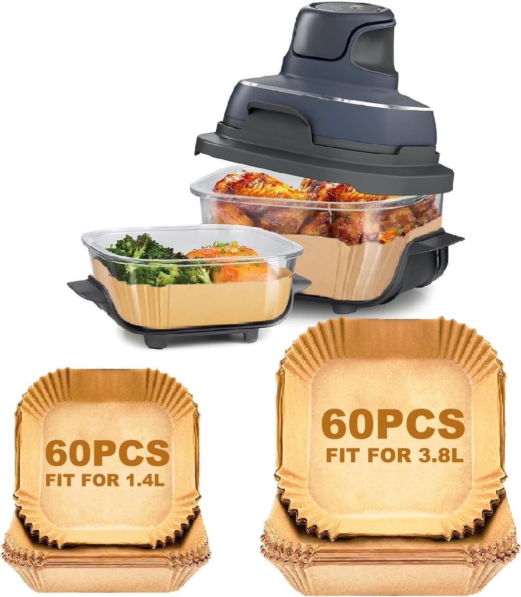 Imperatoris - Bakpapier airfryer - 120 stuks - bakpapier - Airfryer Accesoires - bakpapier airfryer vierkant - 24 x 20 x 4.5 cm - 3.8 en 1.5 L - Bakpapiervellen - airfryer wegwerpbakjes - Hittebestendig en Vetvrij Airfryer Bakpapier