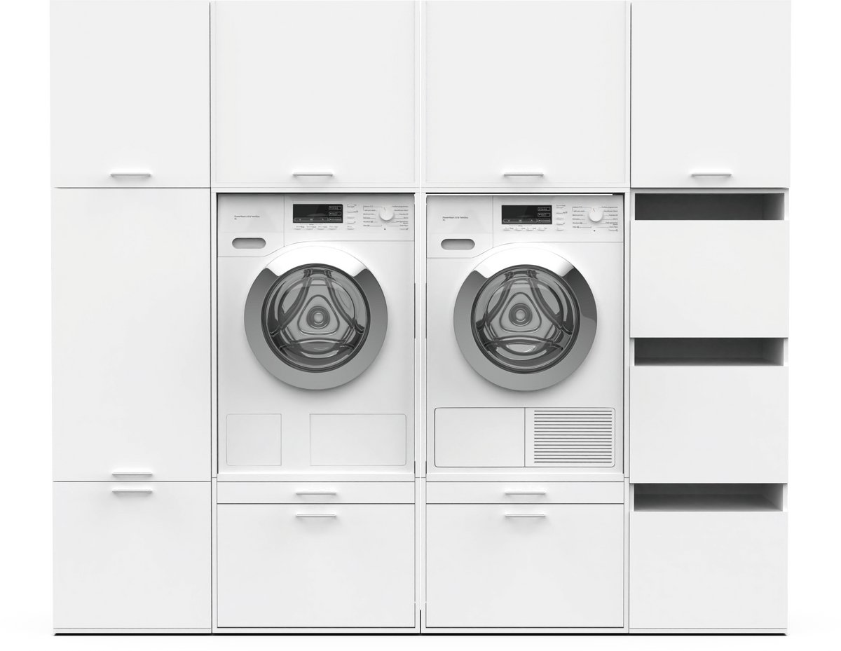 Washcab® Wasmachine Kast - Wasmachine Verhoger - Wasmachine Ombouw - Wit - Duo Set High 5