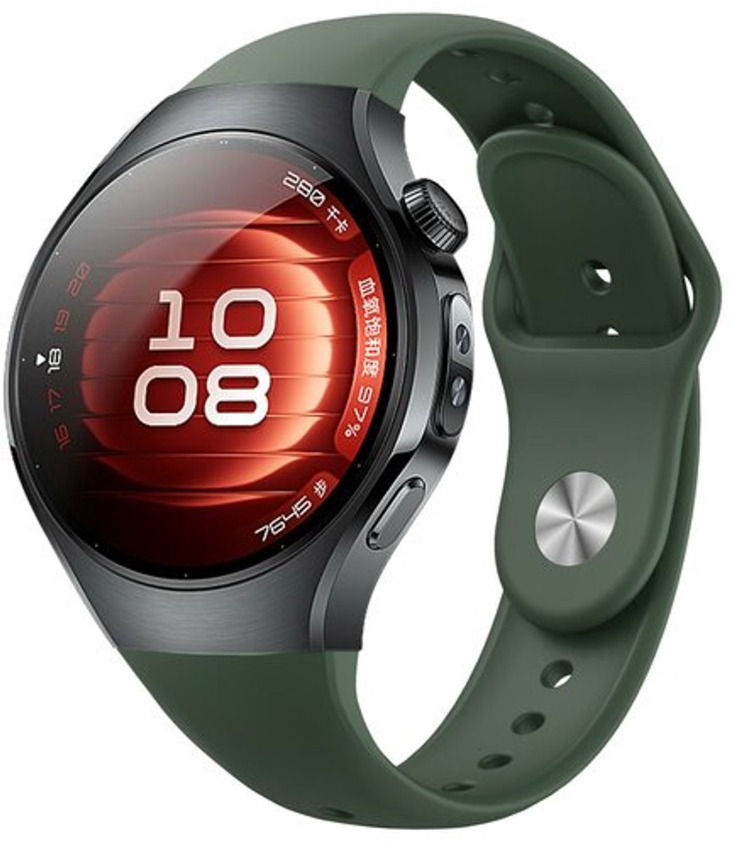 By Qubix - Classic sportbandje 'True Fit' - Donkergroen - geschikt voor Huawei Watch 5 - 42mm