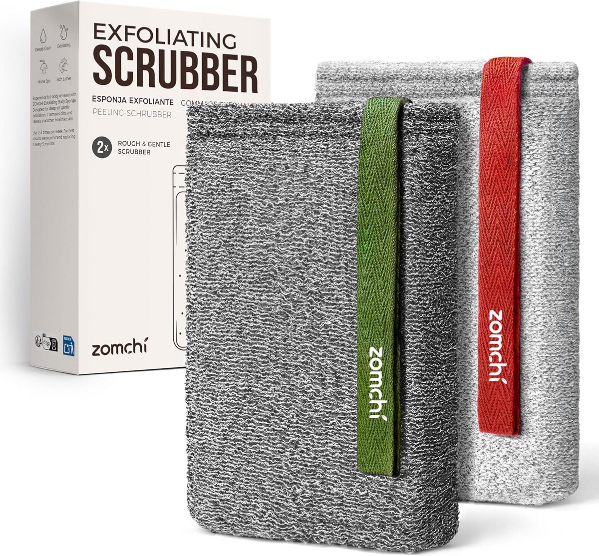 Set van 2 Exfoliërende Lichaamssponzen voor Douche en Bad - Verwijdert Dode Huid