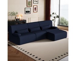 Hoekbank - L-vormig - Comfortabele stoffen of leren bank - Deel met slaapfunctie - Modern & ruim - Blauw