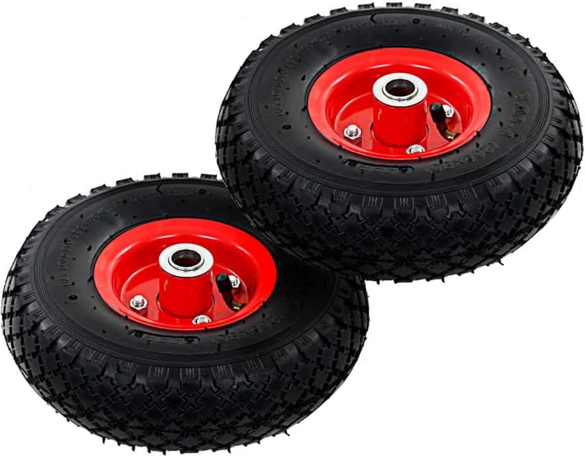 Stevige Trolleywielen Set van 2 - Rubberen Kruiwagenwielen 3.00-4 (260x85 mm)