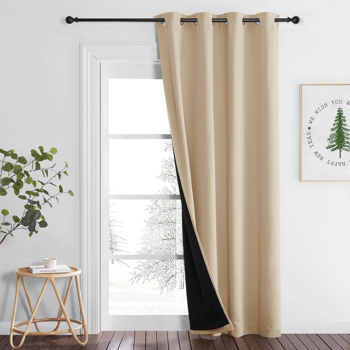 Famanu – 100% Verduisteringsgordijn met inslagringen - 1 stuks - 260 x 140 cm (h x b) - verduisteringsgordijnen voor slaapkamer - dubbellaag