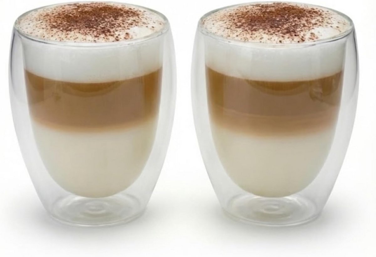 Set van 2 Dubbelwandige Glazen voor Koffie en Latte Macchiato