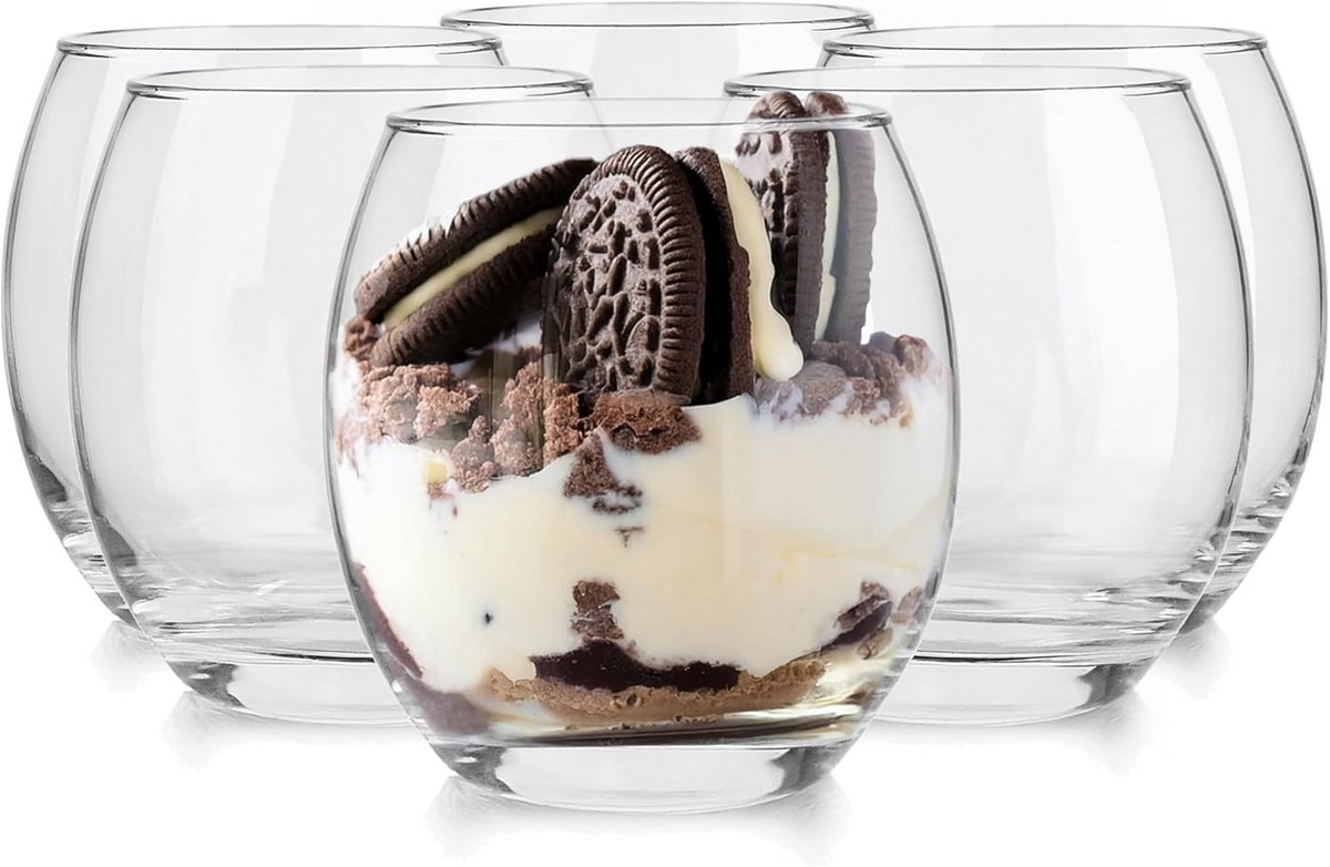 Set van 6 IJscoupes Drankglazen 350ml - Transparant Glas voor Desserts, IJs en Cocktails