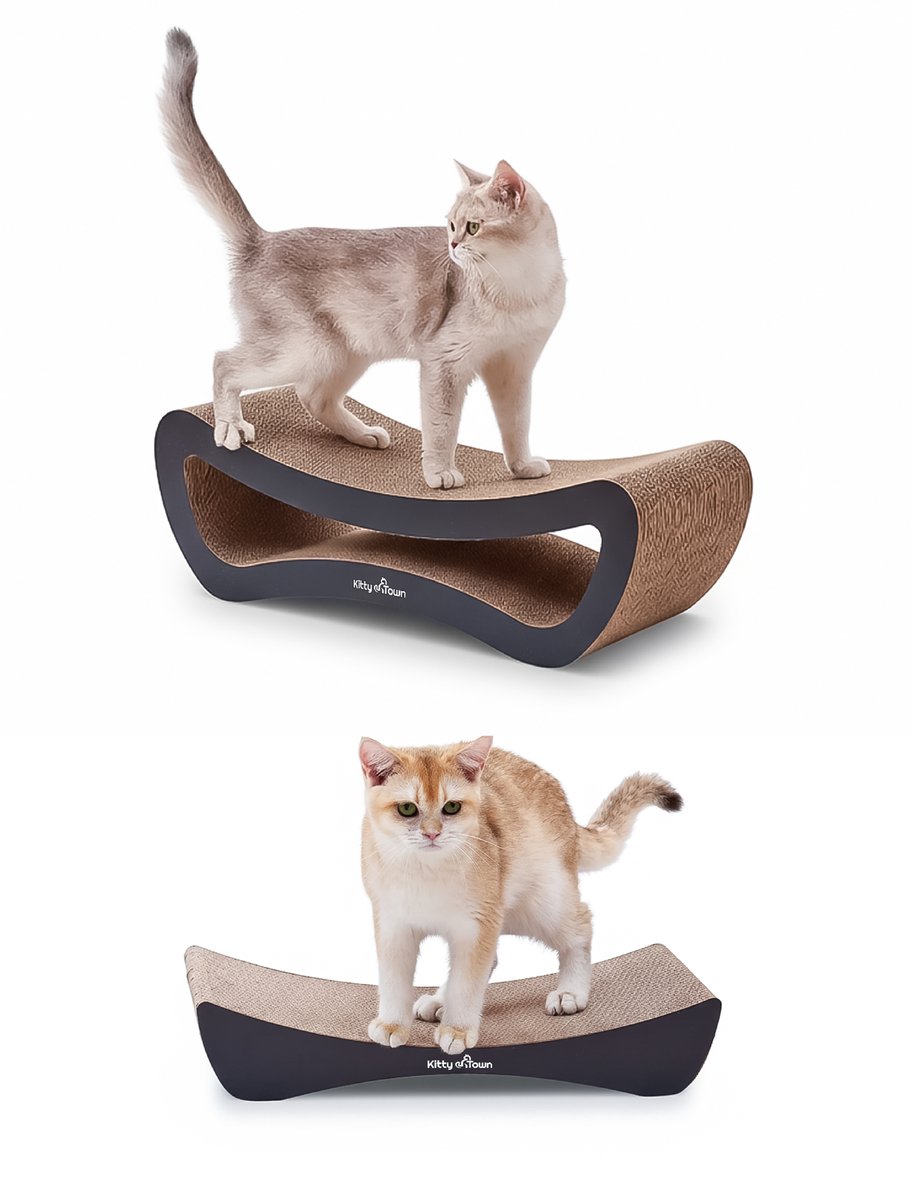 Kitty Town Duo Krabkarton Sofa zwart – Krabpaal / Krabmeubel voor Katten