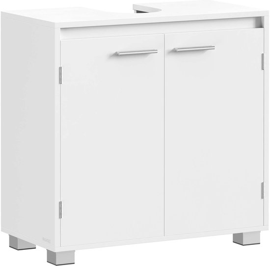 Wastafelkast Badkamer opbergkast Zonder wastafel Verstelbare legplank achter de deur Geschikt voor wastafels zonder zuil Stevig en duurzaam houten frame Modern minimalistisch design Geschikt voor badkamer en toilet 30 x 60 x 60 cm Wit