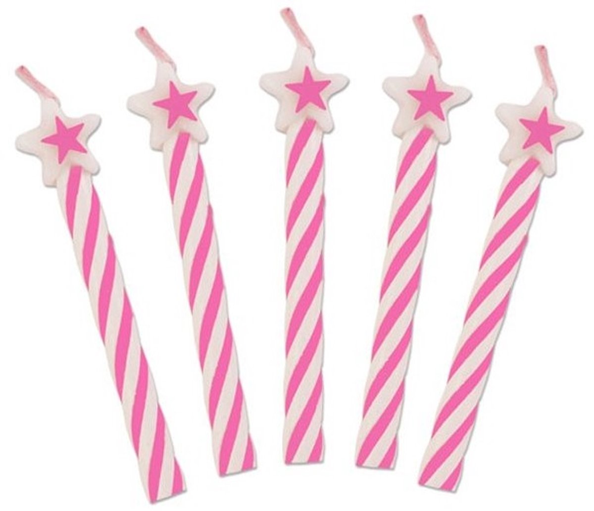 8 roze stercakekaarsen