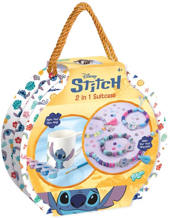 Disney Stitch knutsel koffertje armbandjes maken en mok beschilderen - Totum cadeautip knutselen vanaf 4 jaar - creatief speelgoed jongens en meisjes vanaf 4 jaar