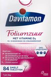 Davitamon Foliumzuur met vitamine D3 bij kinderwens en zwangerschap. 84 smelttabletten.