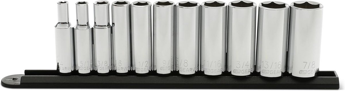 Dopsleutelset Met Verlengde Dopsleutels 3/8 Inch 6-kant SAE 11 Delig