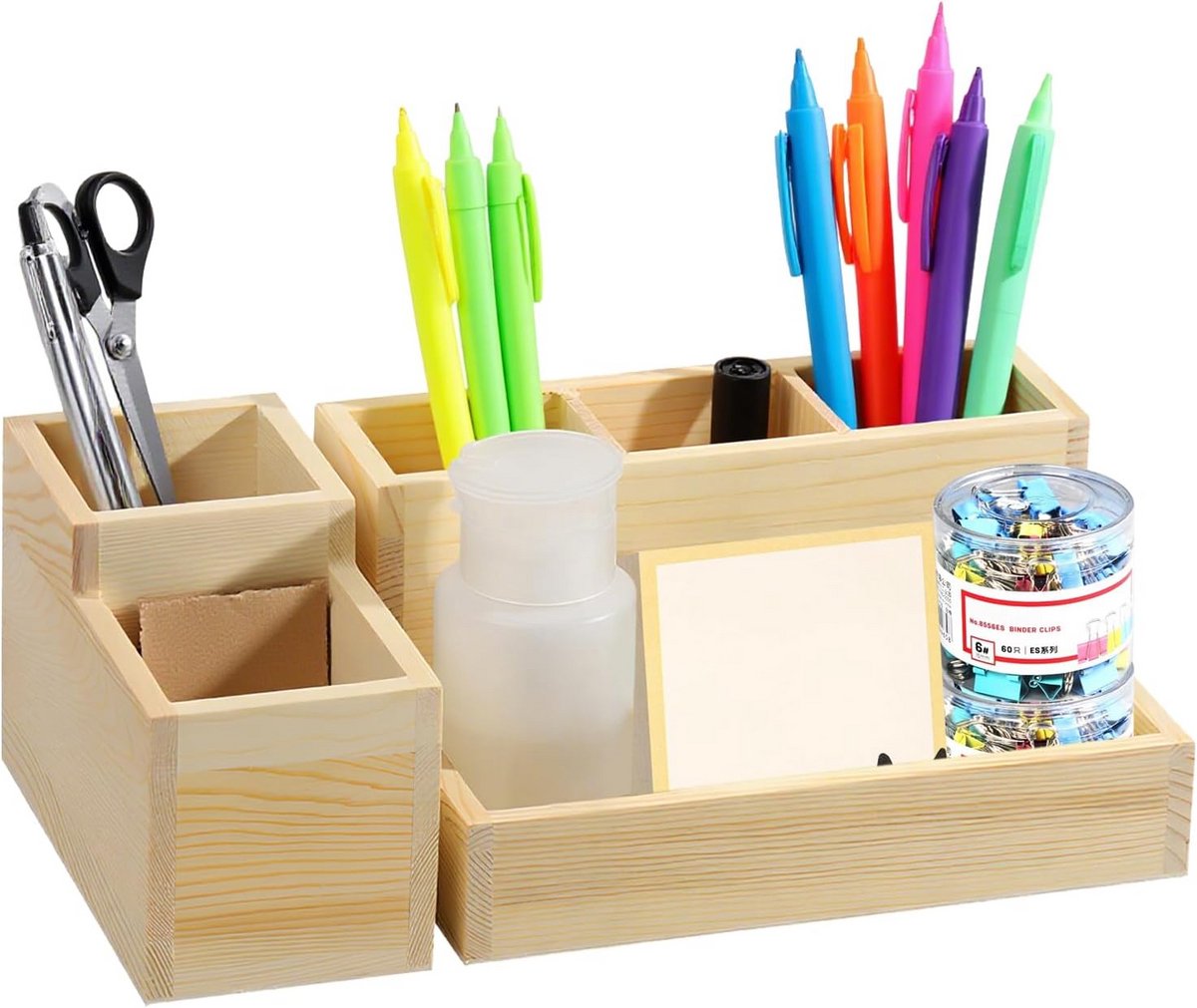 Set van 2 Houten Bureau-Organizers met 6 Vakken voor Kantoor en Thuis