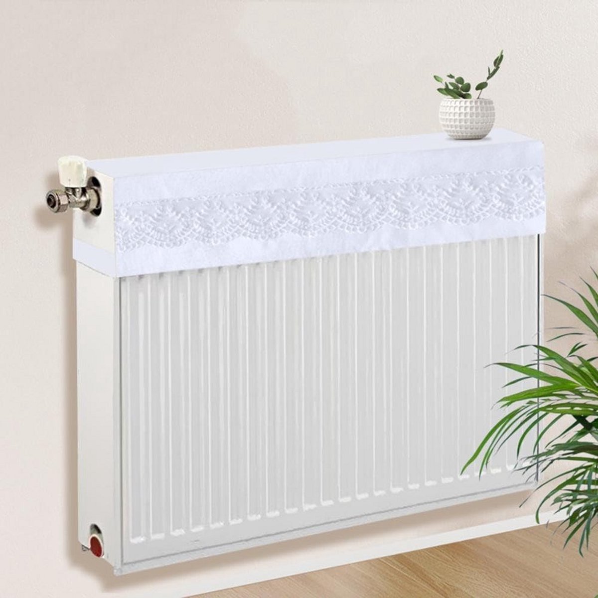Wasbare Linnen Stofhoes voor Radiator met Kantafwerking - Universele Pasvorm