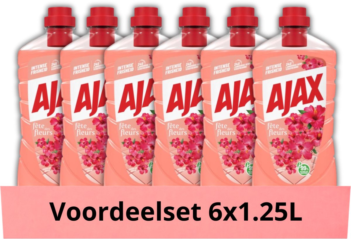 Ajax Allesreiniger Fête des Fleurs Pink – 6x1250ml