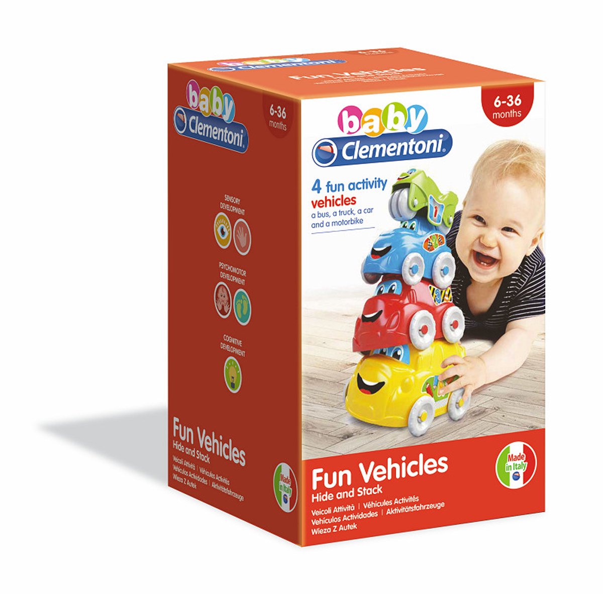 Baby Clementoni - Fun Vehicles - Speelgoed Auto - Verschillende Voertuigen - 3 Auto’s en 1 Motor - 1-3 jaar — afbeelding 11